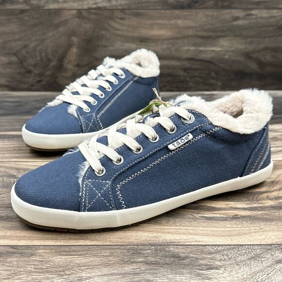 NIB Taos Footwear 9W WIDE Starline Canvas Faux Fur Sneakers - Picture 3 of 11